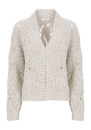 PANICALE open-knit sequined cardigan - Neutrals