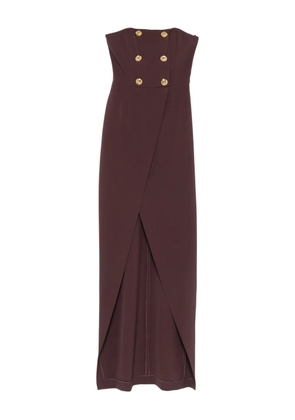 Elisabetta Franchi button-embellished wrap dress - Brown