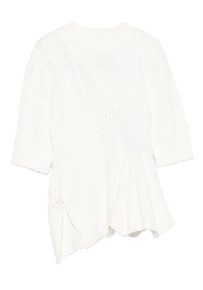 sacai cable-knit flared top - White
