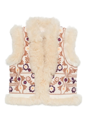 Antik Batik floral-embroidery waistcoat - Neutrals