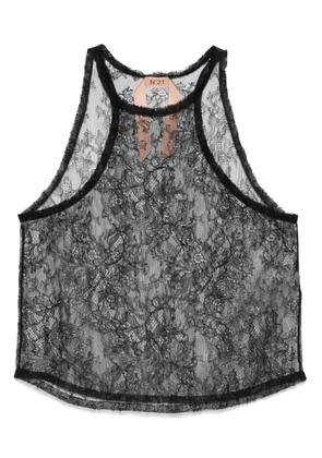 Nº21 floral-lace tank top - Black