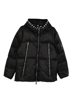 John Richmond logo-tape hooded puffer jacket - Black