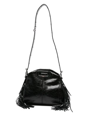 Maje cracked-leather fringe tote bag - Black