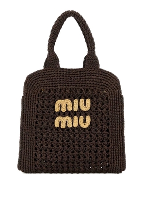 Miu Miu raffia crochet tote bag - Brown
