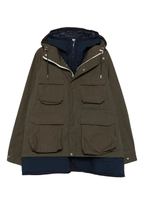 sacai hooded multi-pocket coat - Green