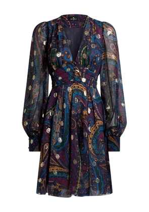 ETRO paisley-print V-neck mini day dress - Blue