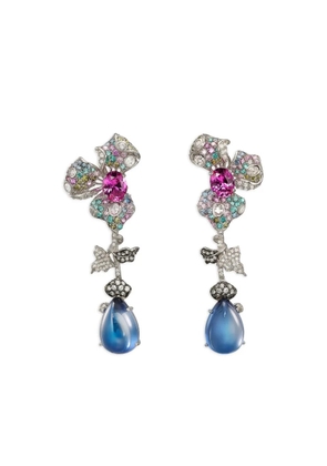 Anabela Chan 14K white gold and rhodium vermeil Orchid multi-stone earrings - Blue