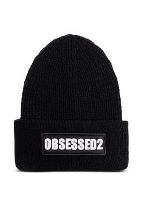 DSQUARED2 embroidered ribbed-knit beanie - Black