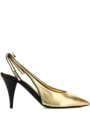 Miu Miu 90mm metallic-leather slingback pumps - Gold