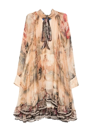 Mes Demoiselles floral-pattern ruffled dress - Neutrals