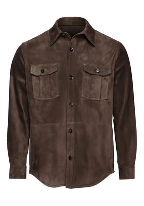 Brioni buttoned leather jacket - Brown
