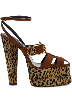 Roberto Cavalli platform buckle-detail sandals - Brown