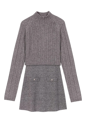 Maje layered mini sweater dress - Grey