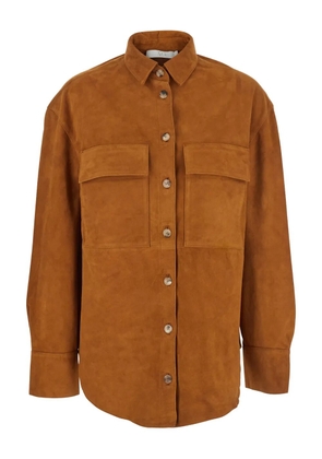 Tela button-fastening suede shirt - Brown