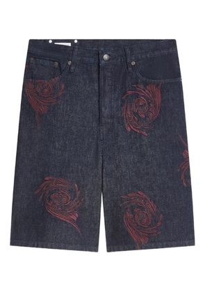 DRIES VAN NOTEN embroidered denim shorts - Blue