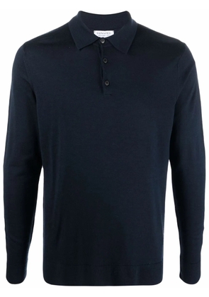 Sunspel merino wool long sleeve polo top - Blue