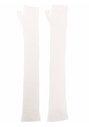 Barrie long fingerless cashmere gloves - Neutrals