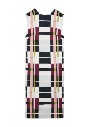 Ports 1961 plaid sleeveless midi dress - White