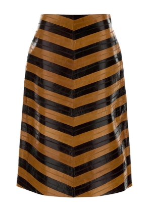 FENDI two-tone leather skirt - Brown