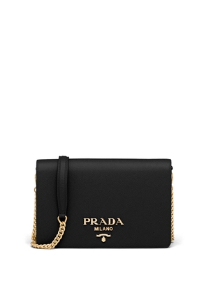 Prada logo-lettering Saffiano leather shoulder bag - Black