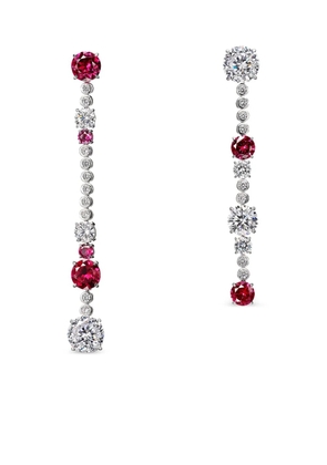 Anabela Chan 14kt white gold and rhodium vermeil Garden & Time Morse Code ruby and diamond earrings - Silver