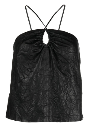 Zadig&Voltaire Cidonie crinkled leather top - Black