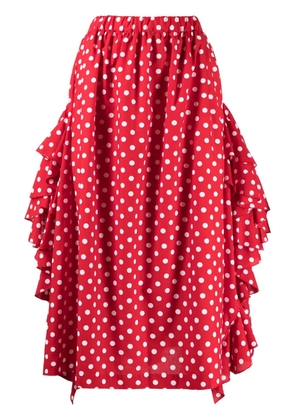 Comme Des Garçons Comme Des Garçons polka-dot print ruffle-detailing skirt - Red