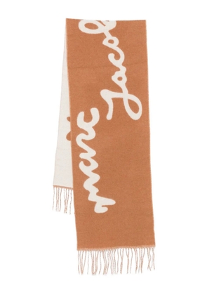 Marc Jacobs logo-lettering wool scarf - Neutrals