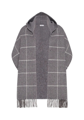 Brunello Cucinelli checked cashmere scarf - Grey
