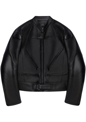 Courrèges Racer zipped leather jacket - Black