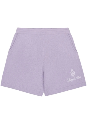 Sporty & Rich Vendome logo-embroidered cashmere shorts - Purple
