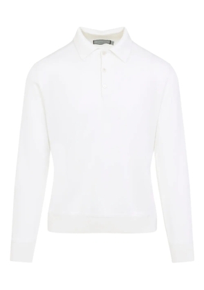 Canali long-sleeve wool polo shirt - White