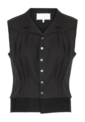 Maison Margiela pleated button-up vest - Black