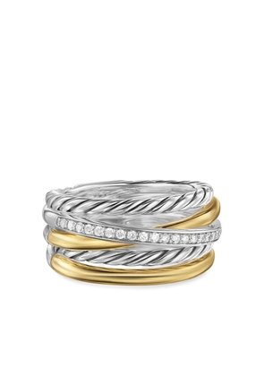 David Yurman 18kt yellow gold Crossover Five Row diamond ring (11mm) - Silver