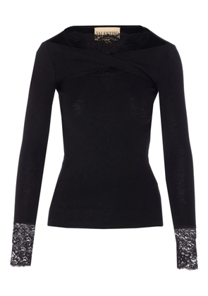 Valentino Garavani lace-trim long-sleeve T-shirt - Black