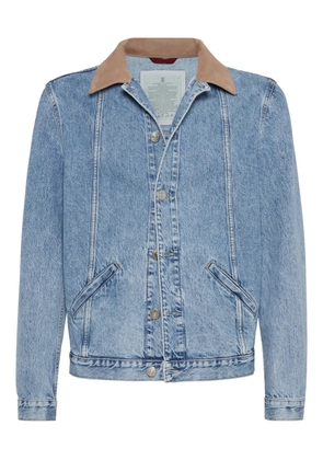 Brunello Cucinelli contrasting-collar denim jacket - Blue