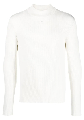 Courrèges ribbed-knit logo-patch jumper - White