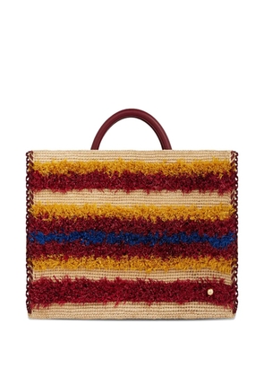 Rabanne striped woven tote bag - Red