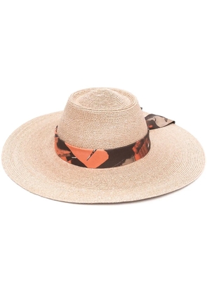 Ferragamo ribbon-tie straw hat - Neutrals