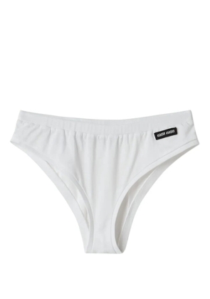 Miu Miu logo-patch cotton briefs - White