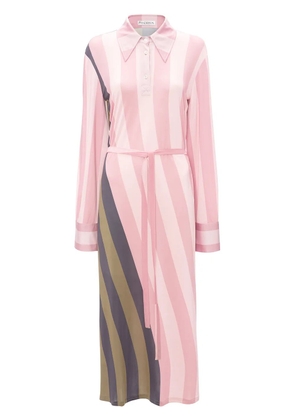 JW Anderson warped strip print polo dress - Pink
