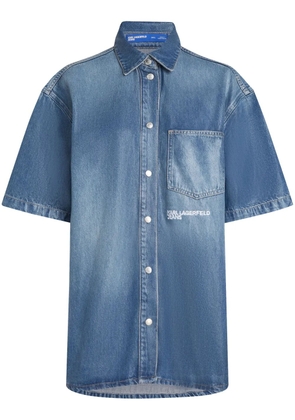 Karl Lagerfeld Jeans logo-embroidered shirt - Blue