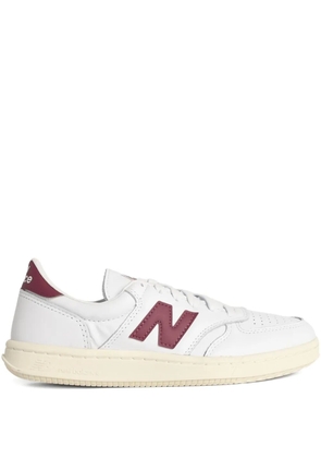 New Balance T500 logo-patch leather sneakers - White