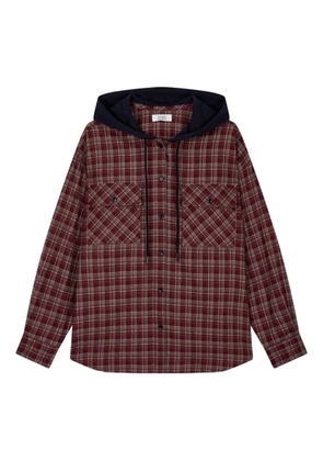 TOMBOY check-pattern hooded shirt - Red