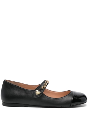 Love Moschino chain link-detail ballet flats - Black