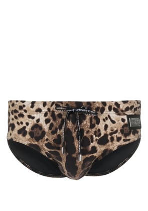 Dolce & Gabbana leopard-print swim briefs - Brown