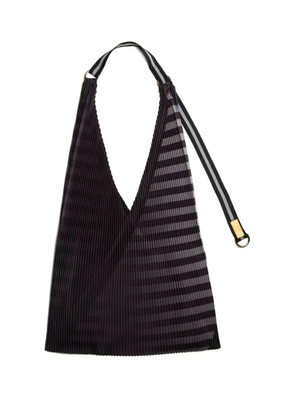 MULTITUDES BAGS Claudia pleated striped tote bag - Black
