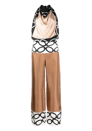 Valentino Garavani Chain 1967 Foulard silk jumpsuit - Neutrals