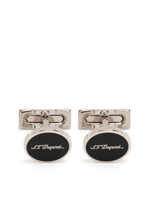 S.T. Dupont engraved-logo oval cufflinks - Silver