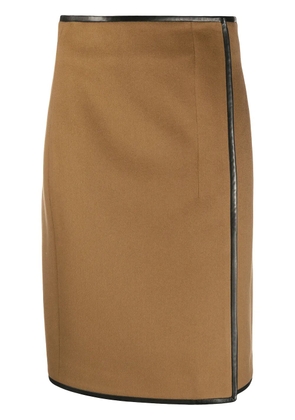 Saint Laurent contrast trim midi skirt - Neutrals